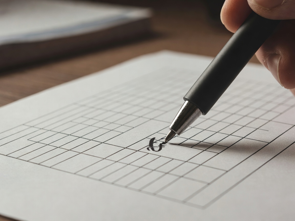 Detail of a pen marking scores on a printed evaluation sheet, background blurred