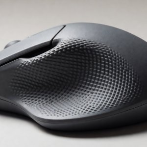 Square thumbnail of the textured side grip of an ergonomic wireless mouse